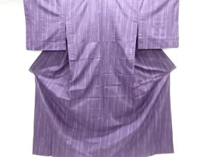 アンティーク　縞織り出し手織り紬単衣着物